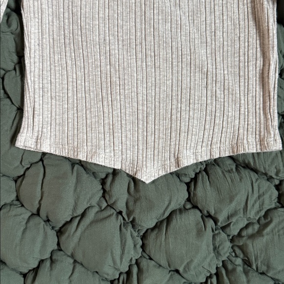 Beige Ribbed Long Sleeve Top - Picture 3 of 4